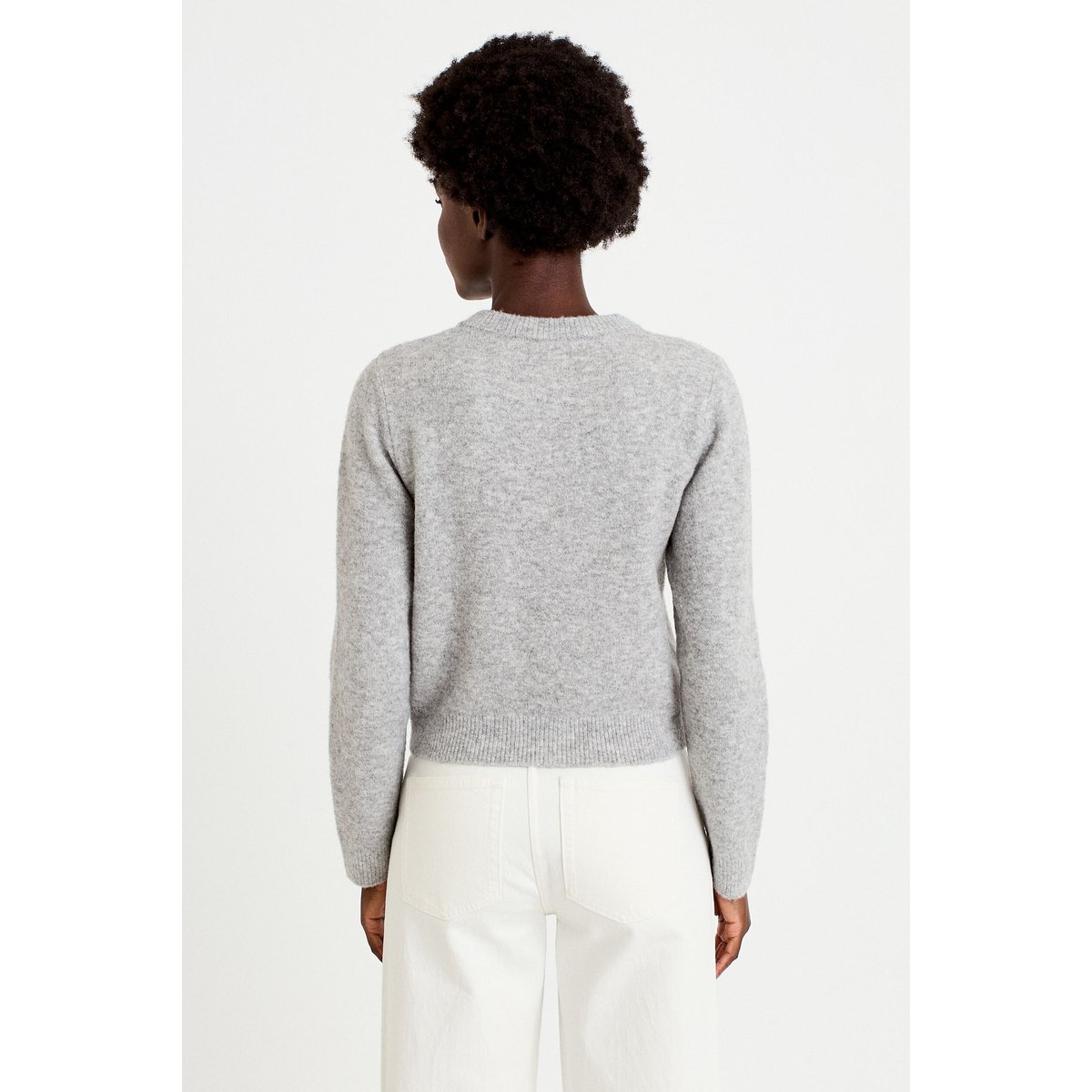 Gilet manches longues col rond gris clair, CACHE CACHE