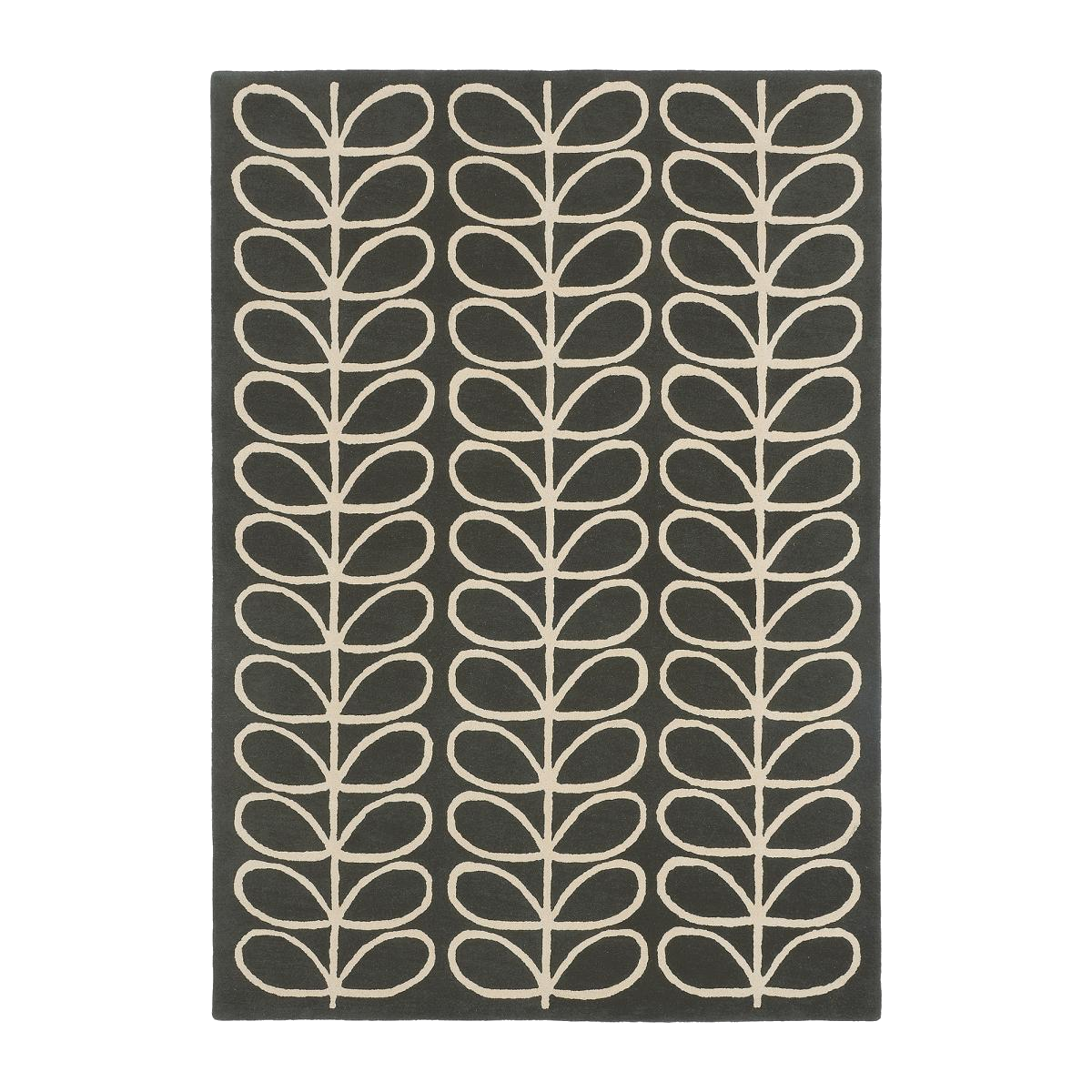 Tapis salon et chambre fait à la main en laine motif seventies STEM noir, écru, UN AMOUR DE TAPIS