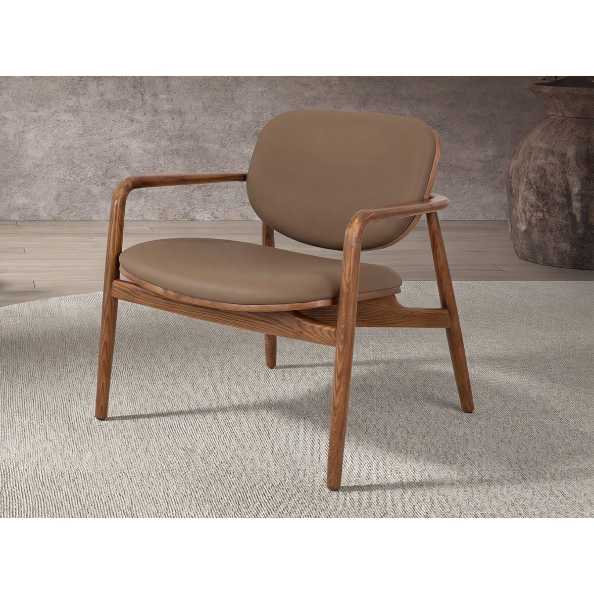 Fauteuil en similicuir taupe et noyer noyer | taupe, ANGEL CERDA
