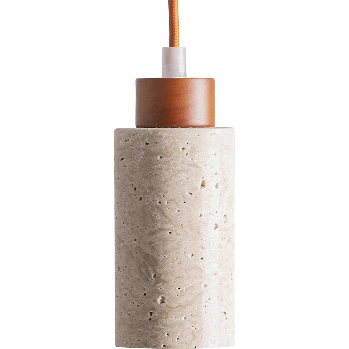 Lustre suspendu en travertin et cristal beige travertin naturel et cristal clair, RECOLLECTION