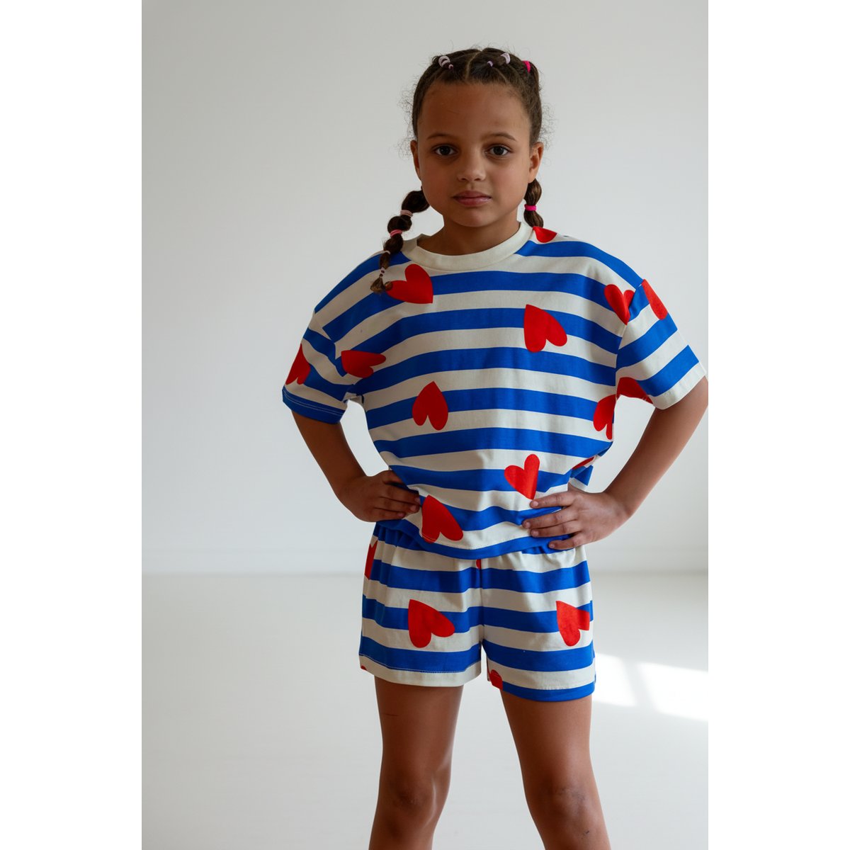 Pyjama enfant coton imprimé bleu rayures, WE ARE JOLIES