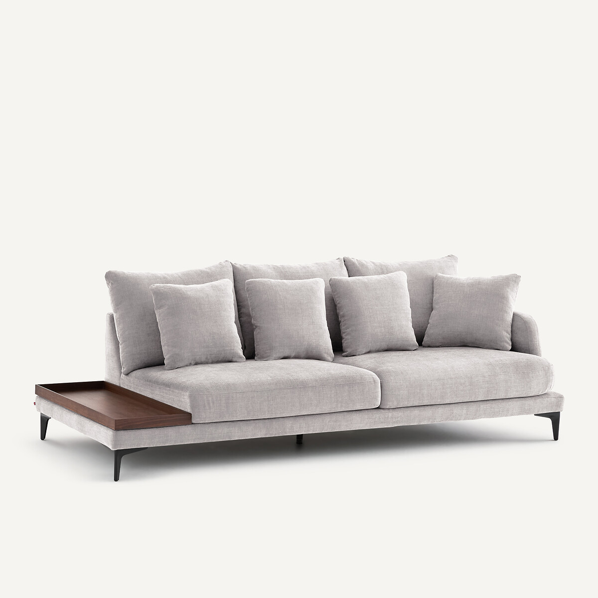 Demi-canapé avec plateau, en polyester et coton, MODERNISTE gris clair, EMMANUEL GALLINA X AM.PM