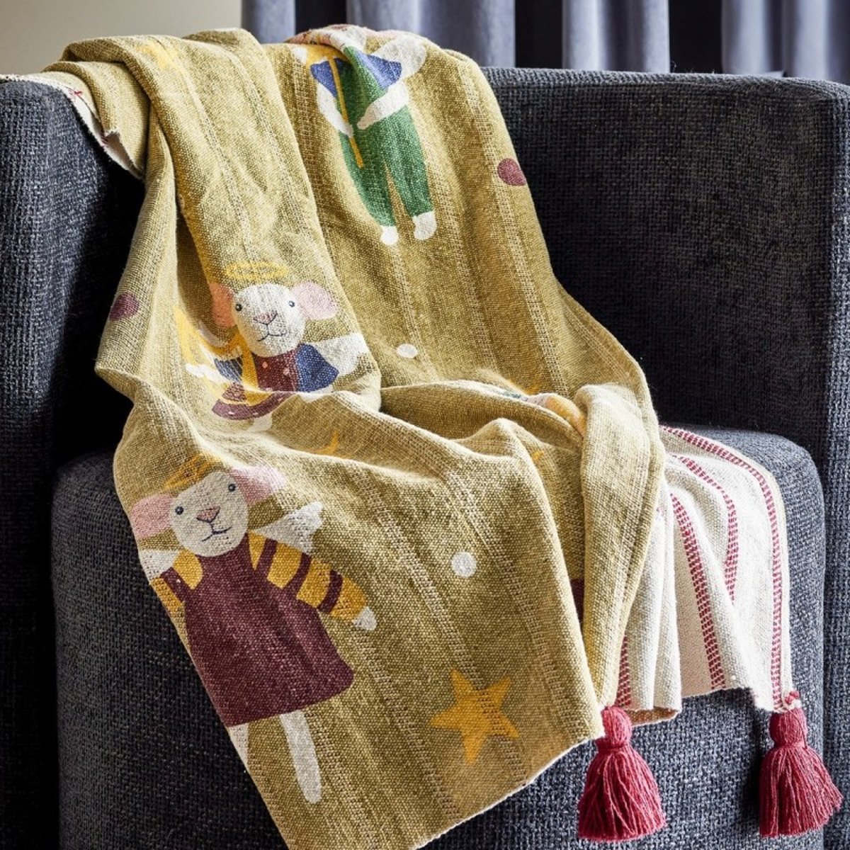 Plaid enfants coton recyclé souris PEO multicolore, BLOOMINGVILLE