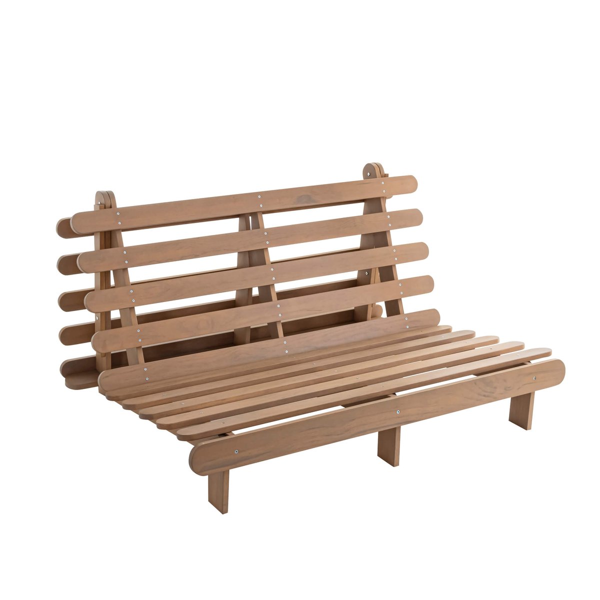 Ensemble matelas futon en coton et structure en bois massif taupe ecru, TERRE DE NUIT