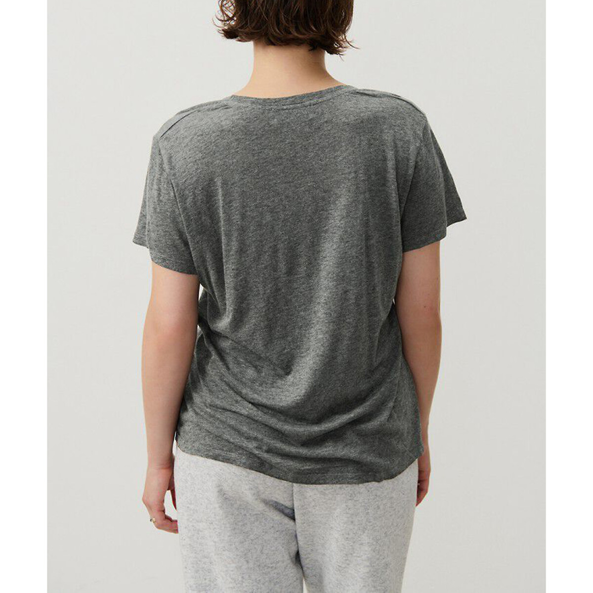 Jacksonville Scoop Neck T-Shirt with Short Sleeves charcoal marl, AMERICAN VINTAGE