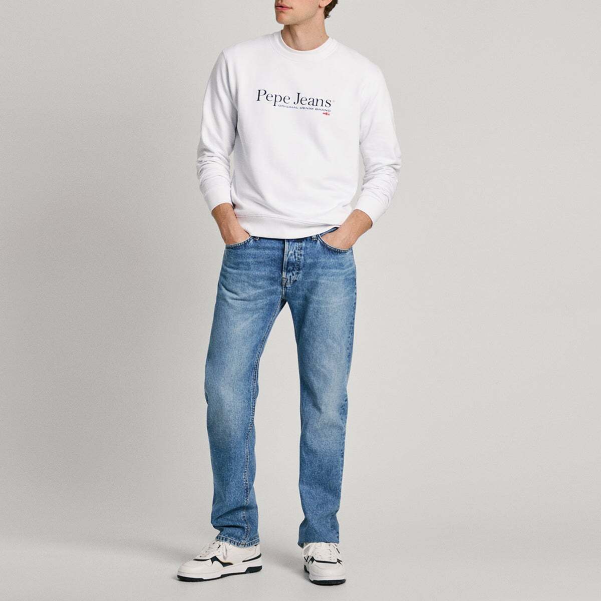 Sweat-Shirt À Col Rond Avec Logo blanc, PEPE JEANS