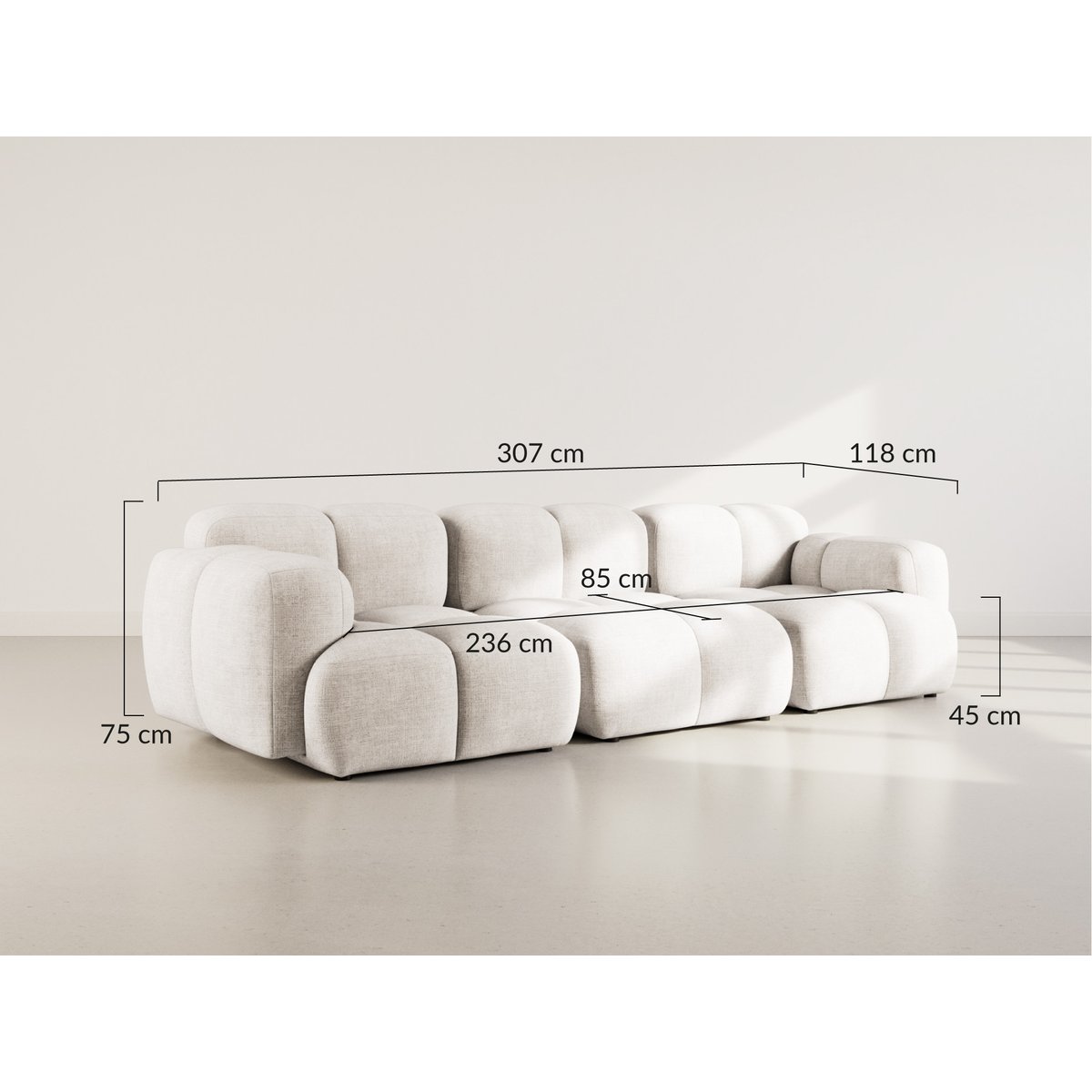Canapé Modulable 3 places - GRACE bleu, BEST MOBILIER