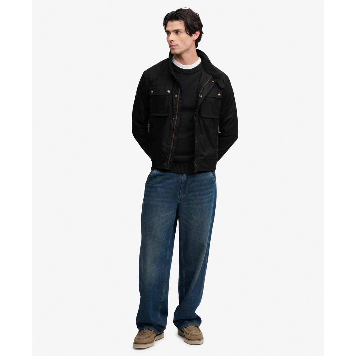 Veste Racer Cirée Courte noir carbone, SUPERDRY