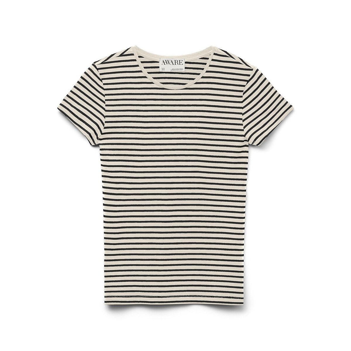 Striped Crew Neck T-Shirt ecru/black, VERO MODA
