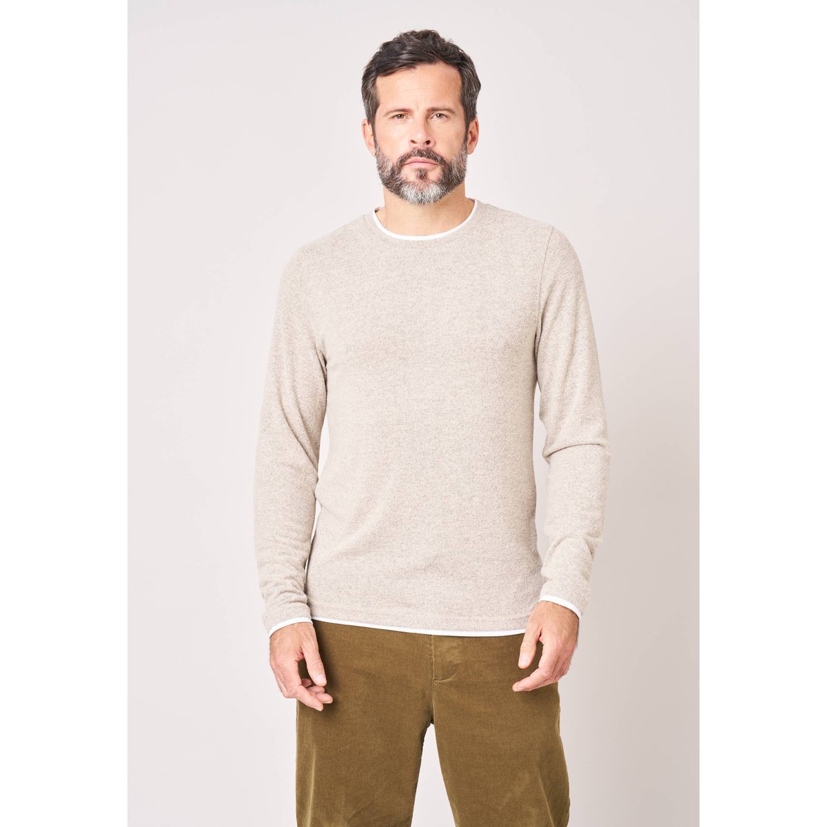 T-shirt homme en coton MONAN taupe, DEELUXE