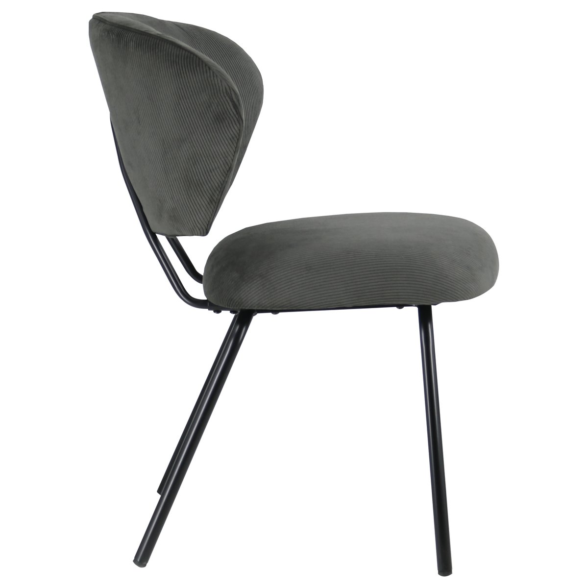 Lot de 2 chaises en velours côtelé, NILSA gris, noir, HAPPY GARDEN