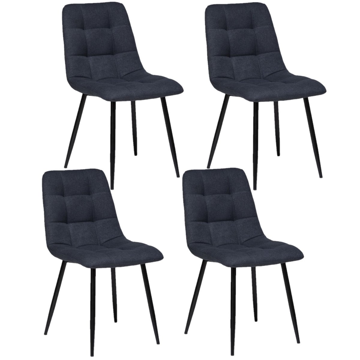 Lot de 4 chaises rembourrées effet velours SIRAC gris foncé, TOILINUX