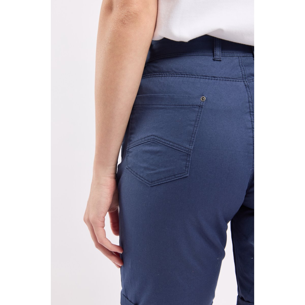 Bermuda droit en coton LINARI navy, BERMUDES