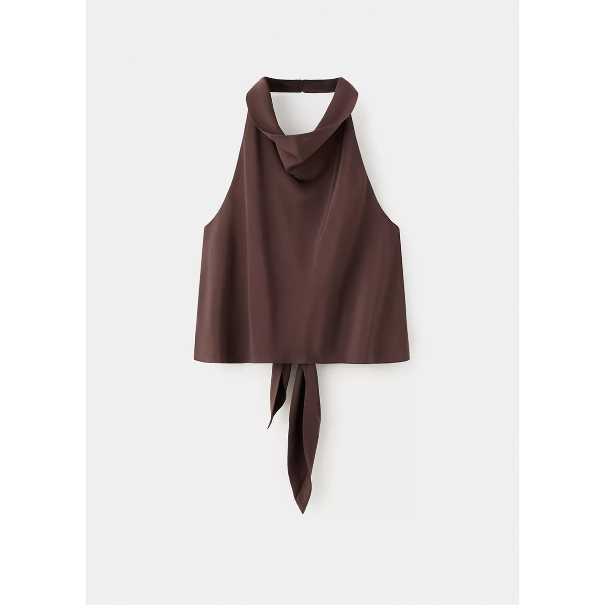 Top crop halter drapé marron, MANGO