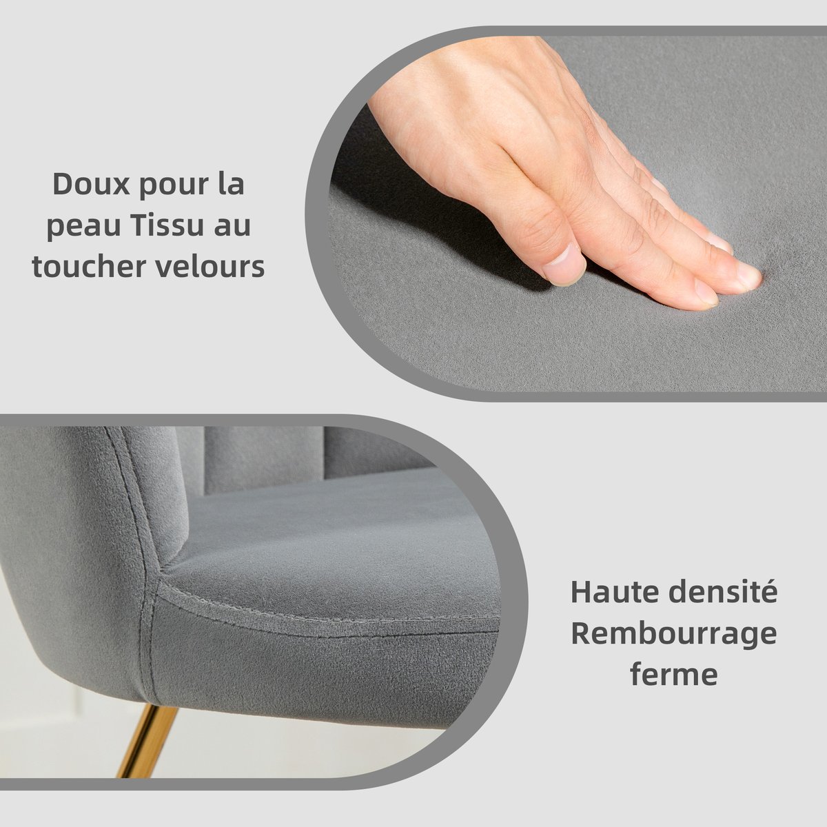 Accent Chair Polyester Gris gris, or, HOMCOM