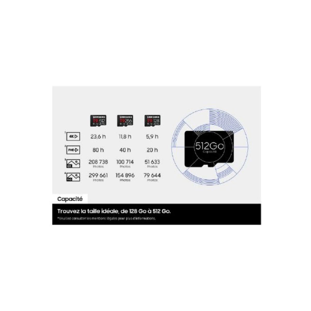 Carte Micro SD T9 256G avec Lecteur U3 V30 A2 Classe 10 couleur unique, SAMSUNG