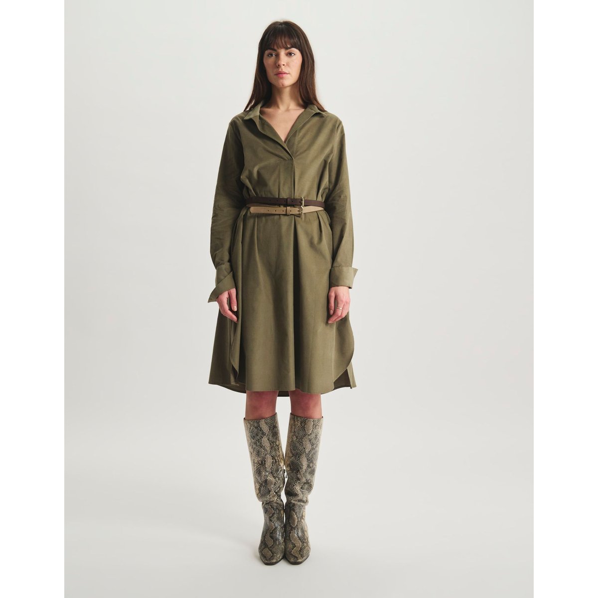 Robe Noella en coton vert, INES DE LA FRESSANGE PARIS