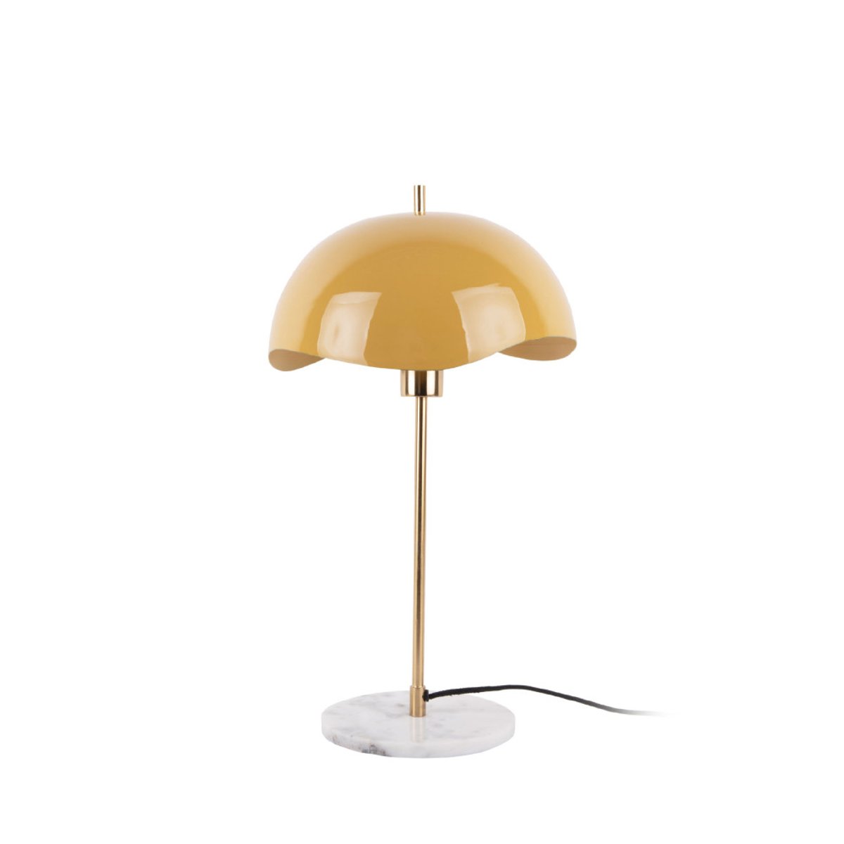 Lampe à poser en métal et marbre- WAVED DOME jaune moutarde, LEITMOTIV
