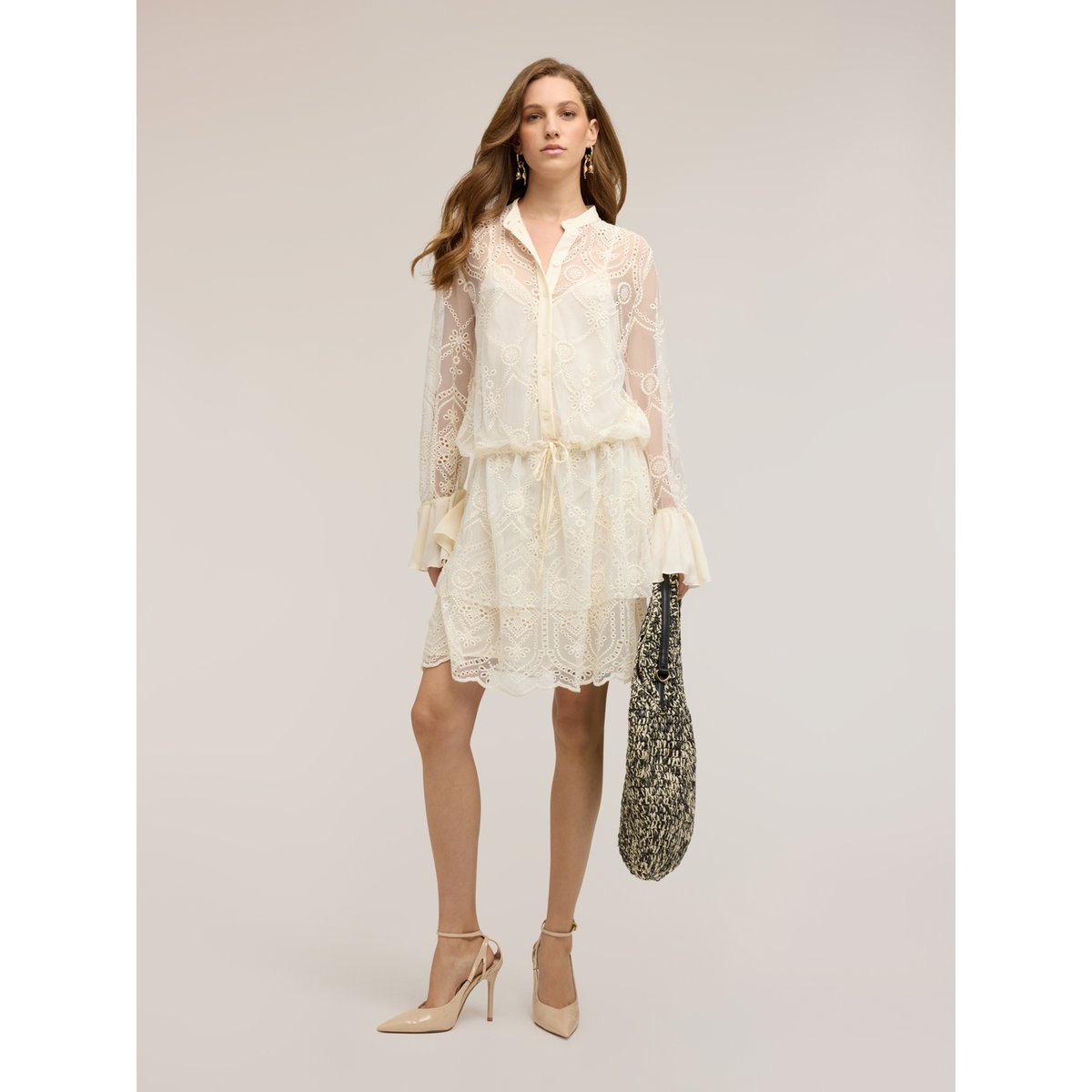 Robe chemisier brodée blanc, MOTIVI