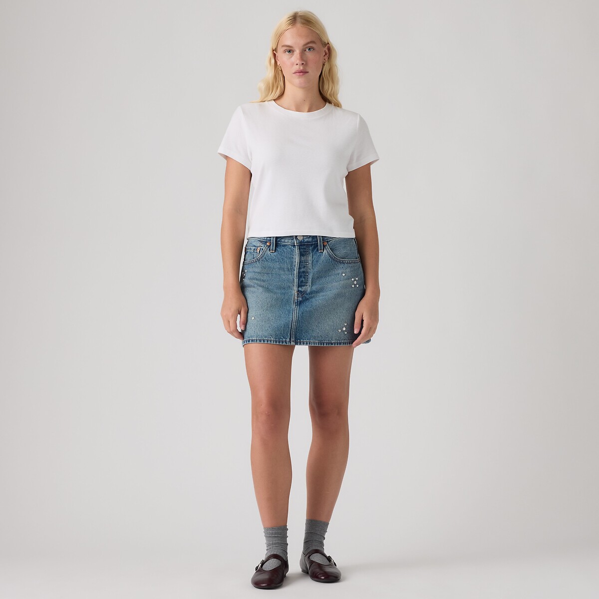 Gonna corta in denim Icon trip on drip skirt, LEVI'S