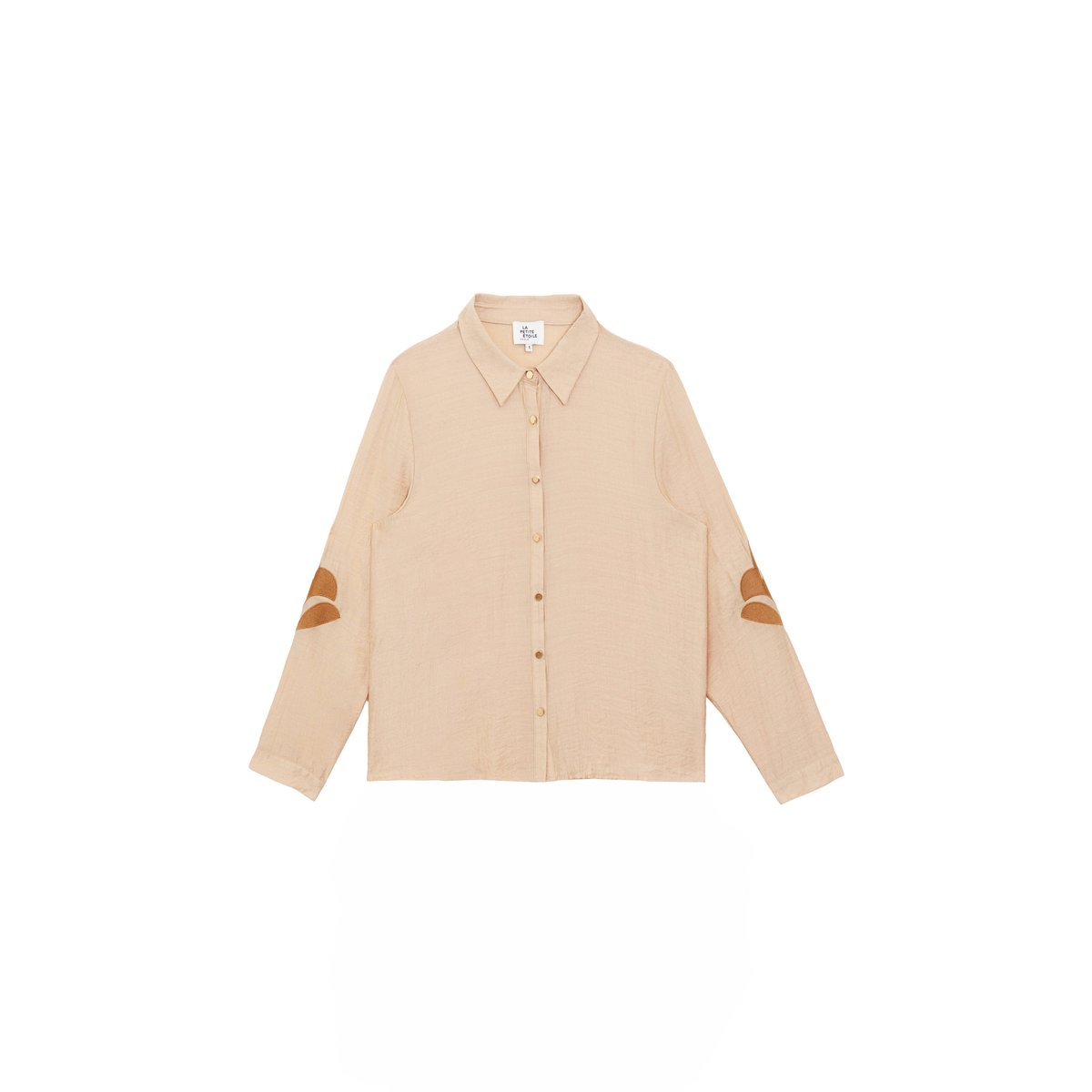 Chemisier manches longues col chemise imprimé broderie CLEMATITE 13-beige, LA PETITE ETOILE