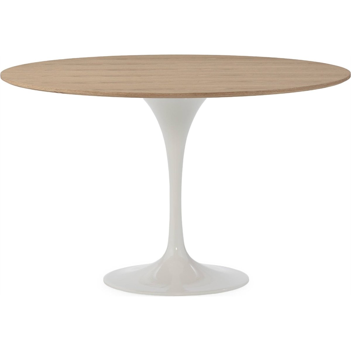 Table à manger ronde en frêne et aluminium blanc et naturel, RECOLLECTION