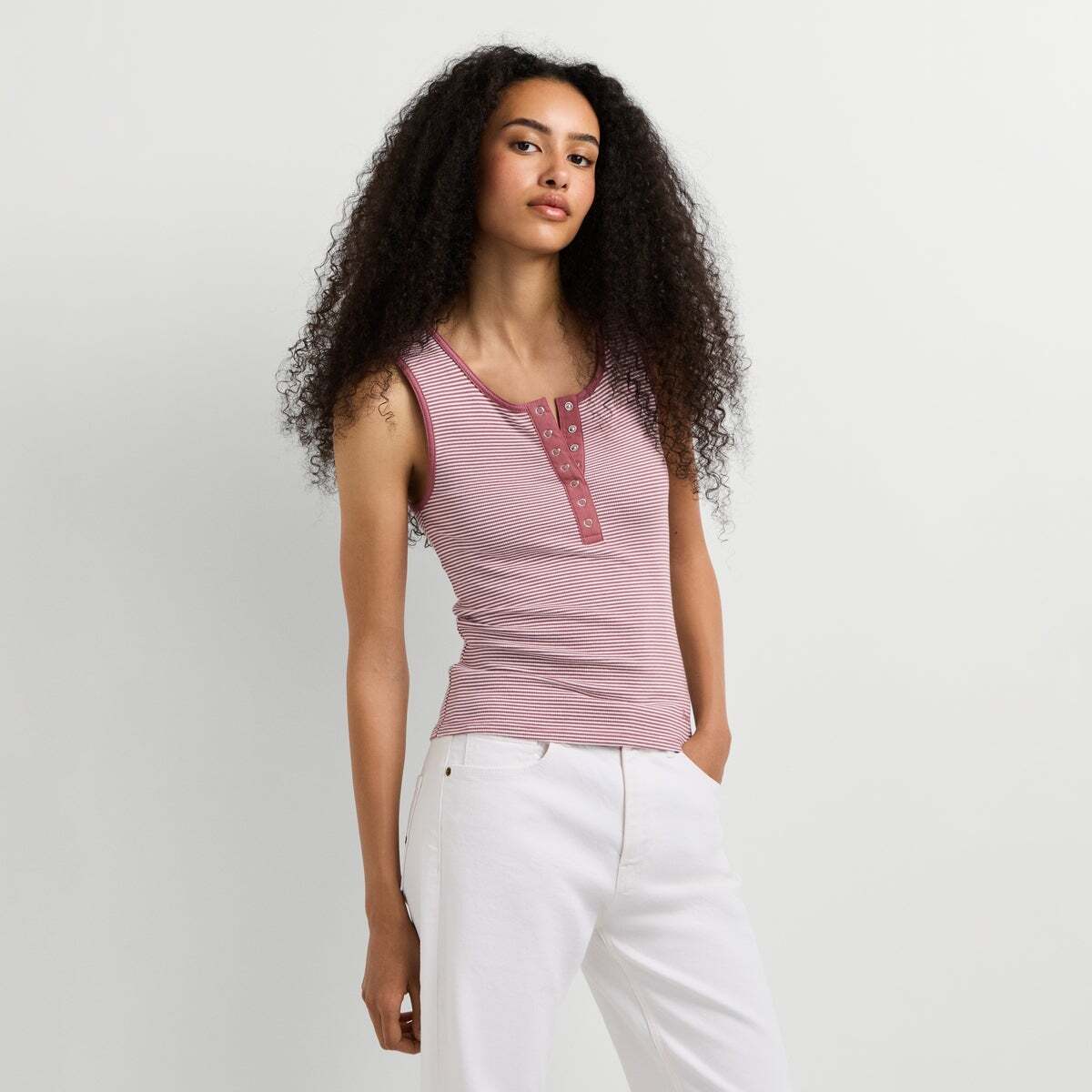 Top Côtelé À Rayures rose foncé, PEPE JEANS