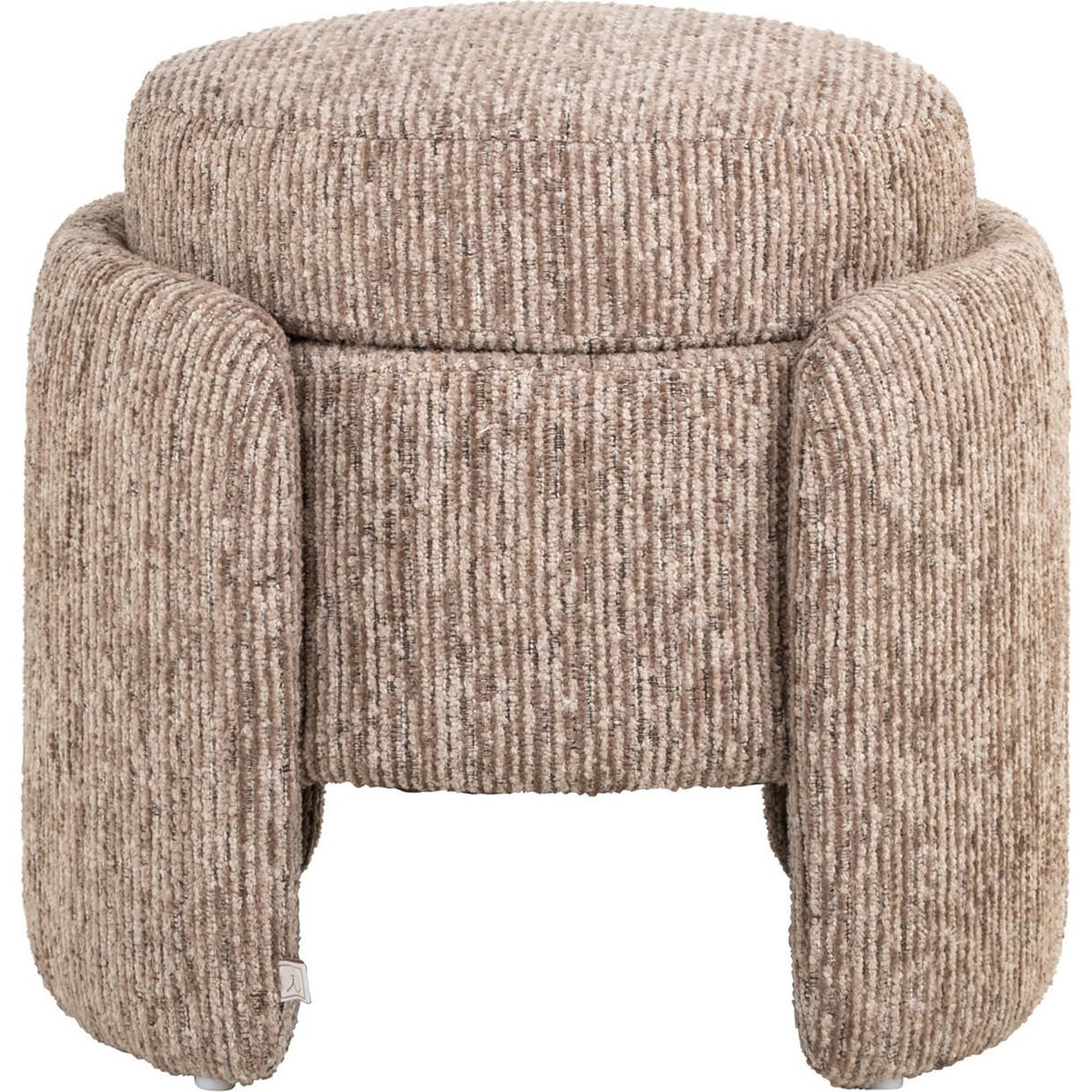 Pouf coffre de rangement en tissu texturé mocca linéaire, RECOLLECTION