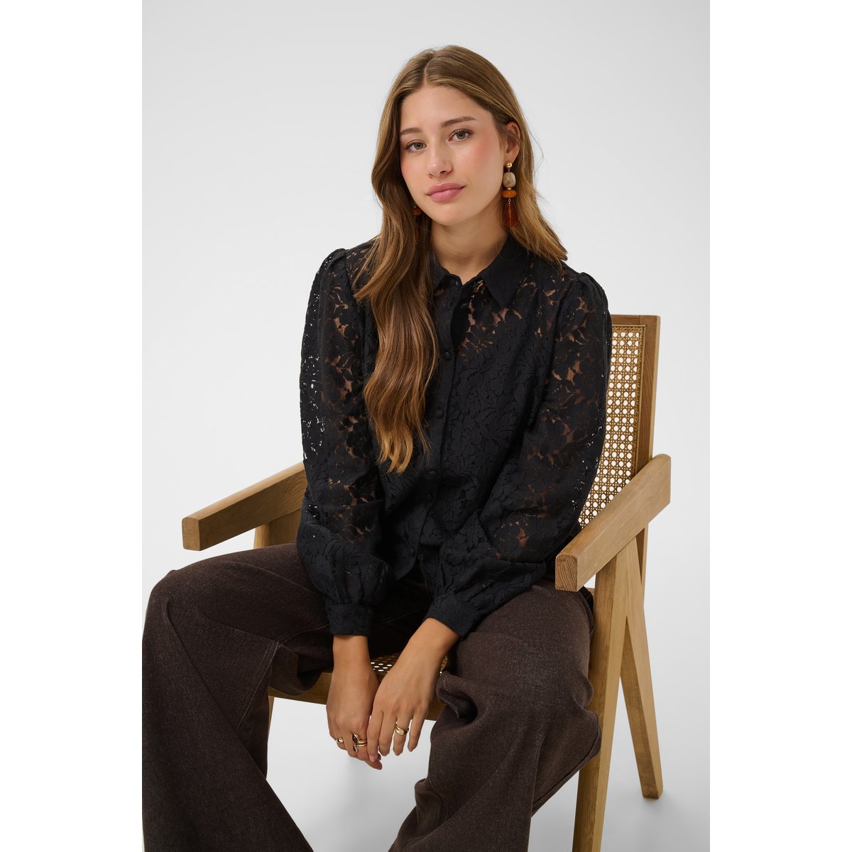 Blouse à manches longues noir pitch black, CREAM