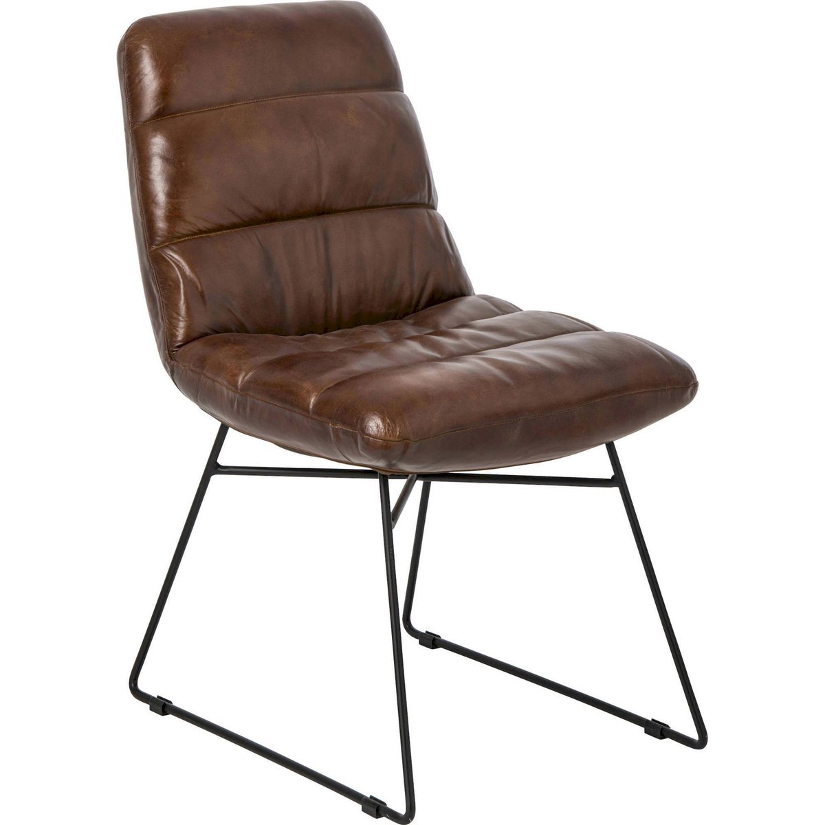 Chaise en cuir au capitonnage confortable marron, RECOLLECTION