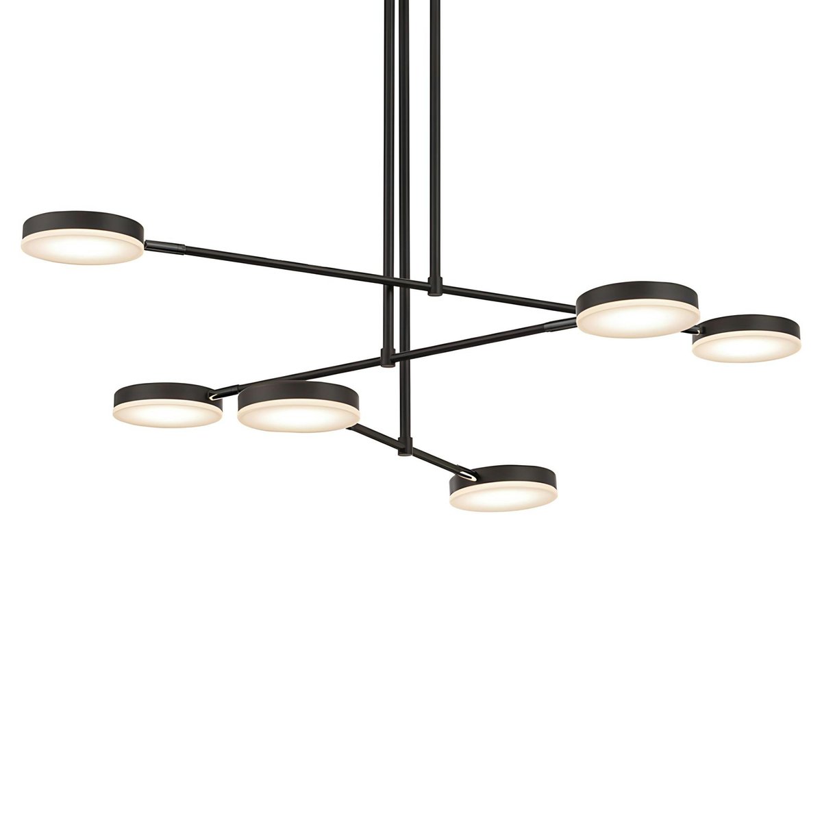 Suspension design LED – 6 lampes disques orientables OCALA noir, PIER IMPORT