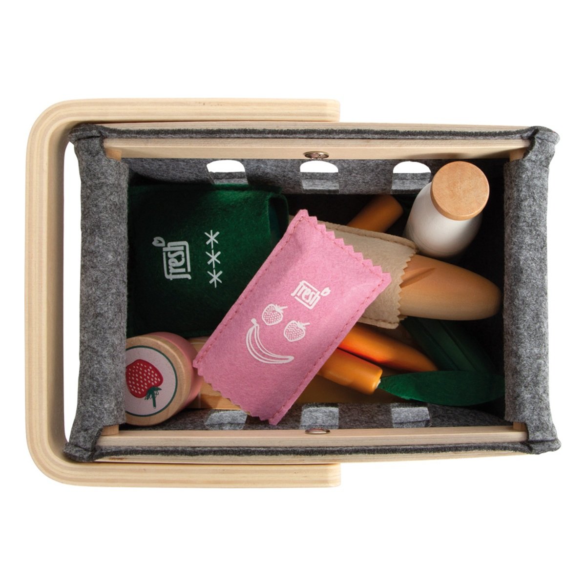 Panier de courses avec des aliments gris, SMALL FOOT COMPANY
