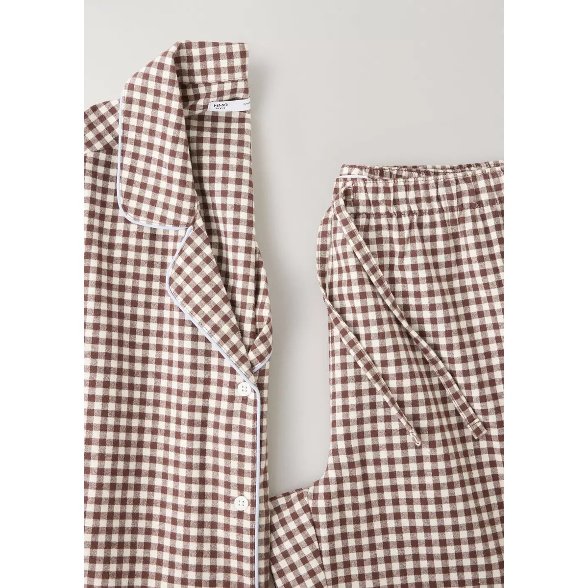 Pyjama coton vichy marron, MANGO TEEN