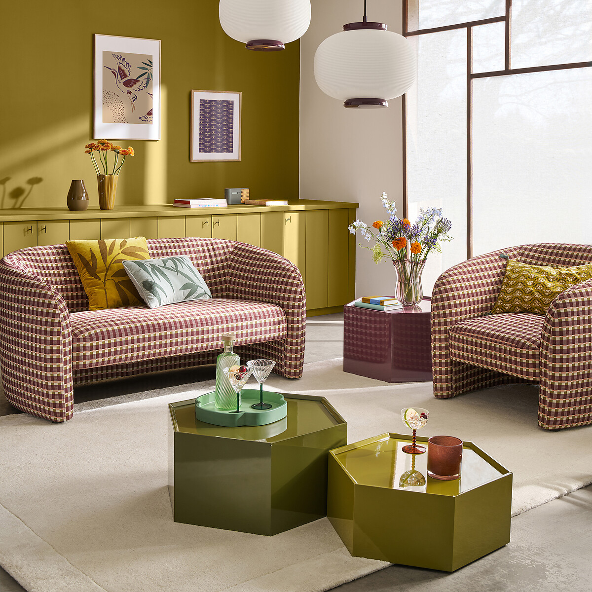 Tapis laine et viscose, Duoma beige rosé, LA REDOUTE INTERIEURS