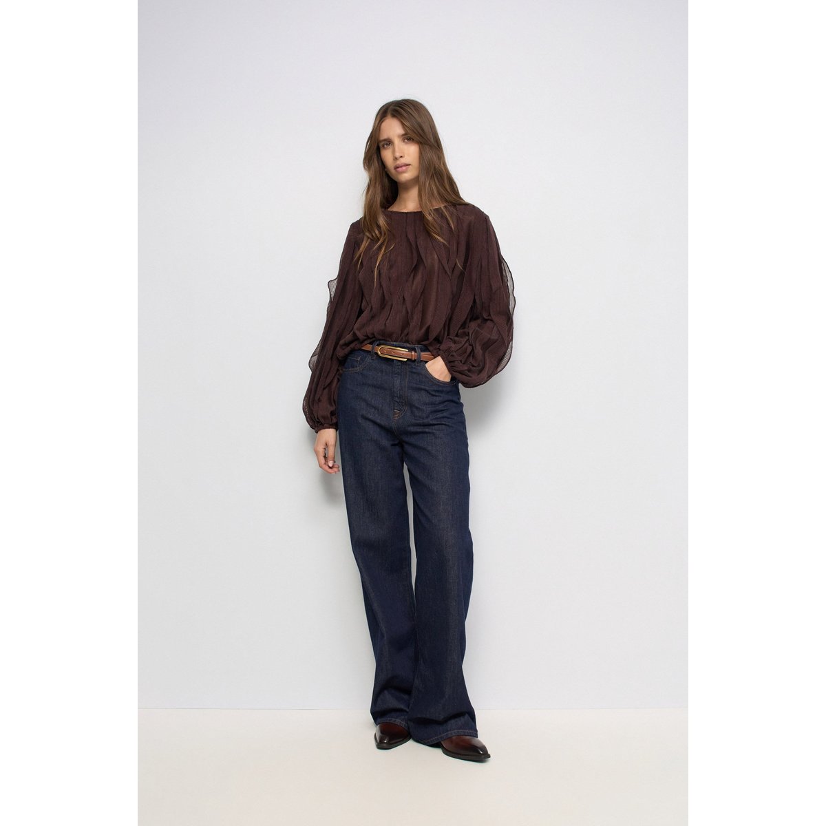 BLOUSE À VOLANTS marron, SALSA JEANS