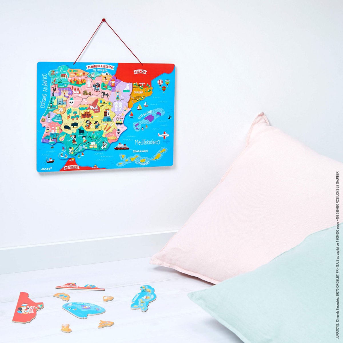 Puzzle carte Péninsule Ibérique magnétique bleu, JANOD