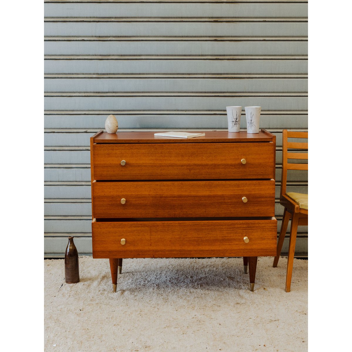 Commode en bois Olga N°1126 - Bon état bois foncé, DEBONGOUT