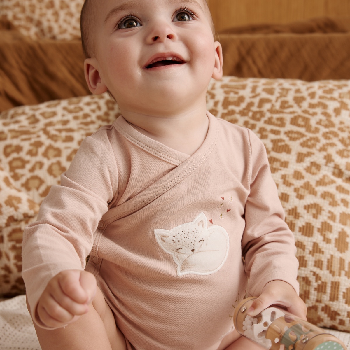 Lot de 2 bodies bébé manches longues ouverture croisée Doucette rose, PETIT BEGUIN