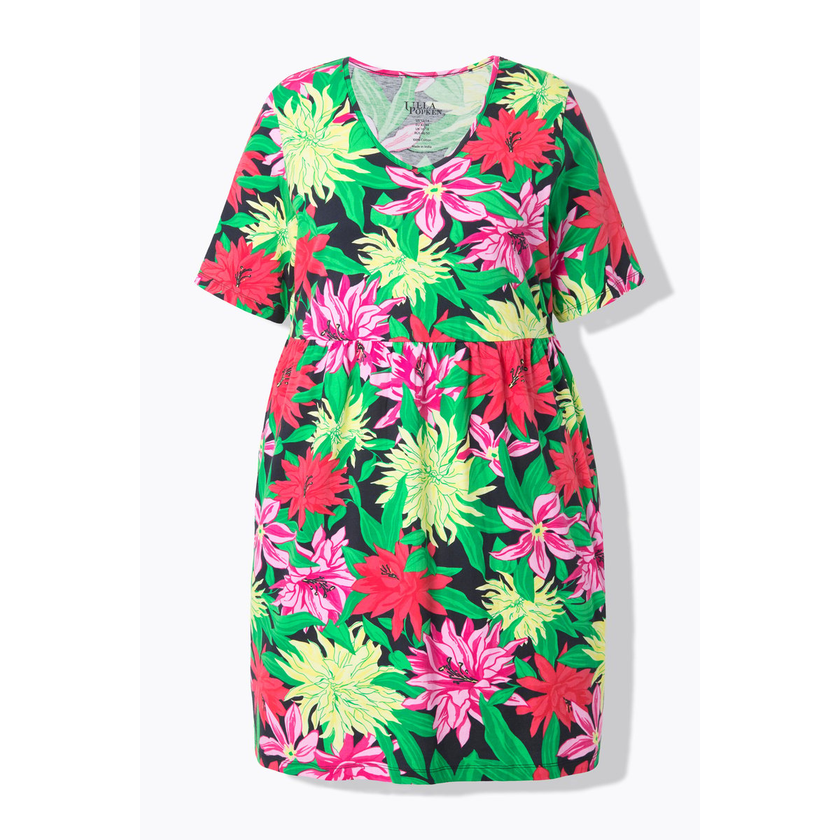 T-shirt long à fleurs rose vif, ULLA POPKEN