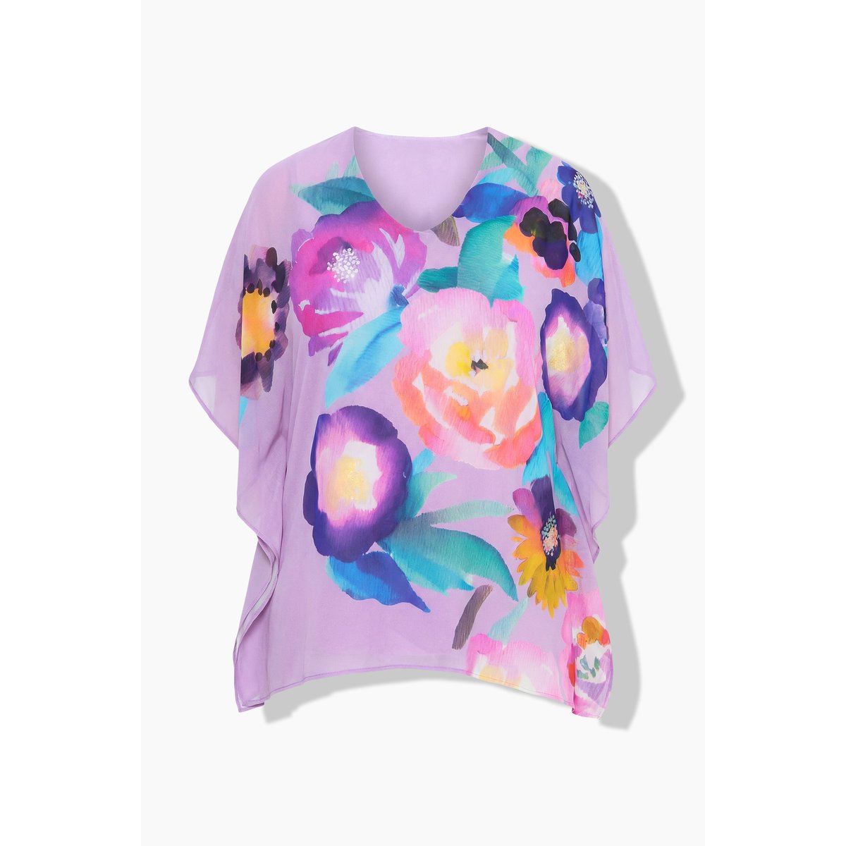 Blouse en mousseline, fleurs lilas clair, ULLA POPKEN
