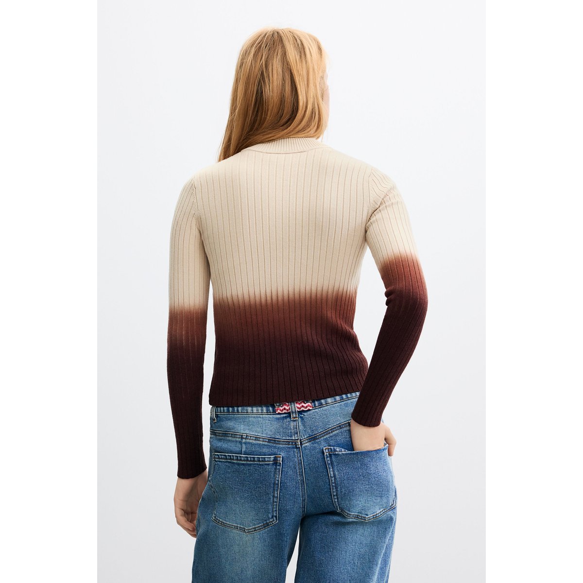 Veste en maille côtelée beige, DESIGUAL