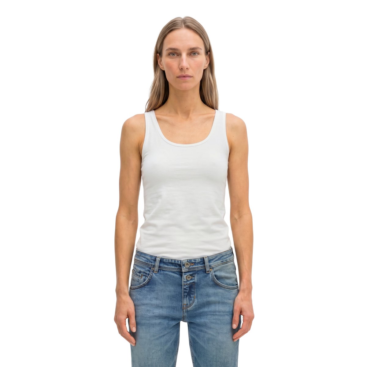 Débardeur slim en jersey simple stretch blanc, MARC O'POLO