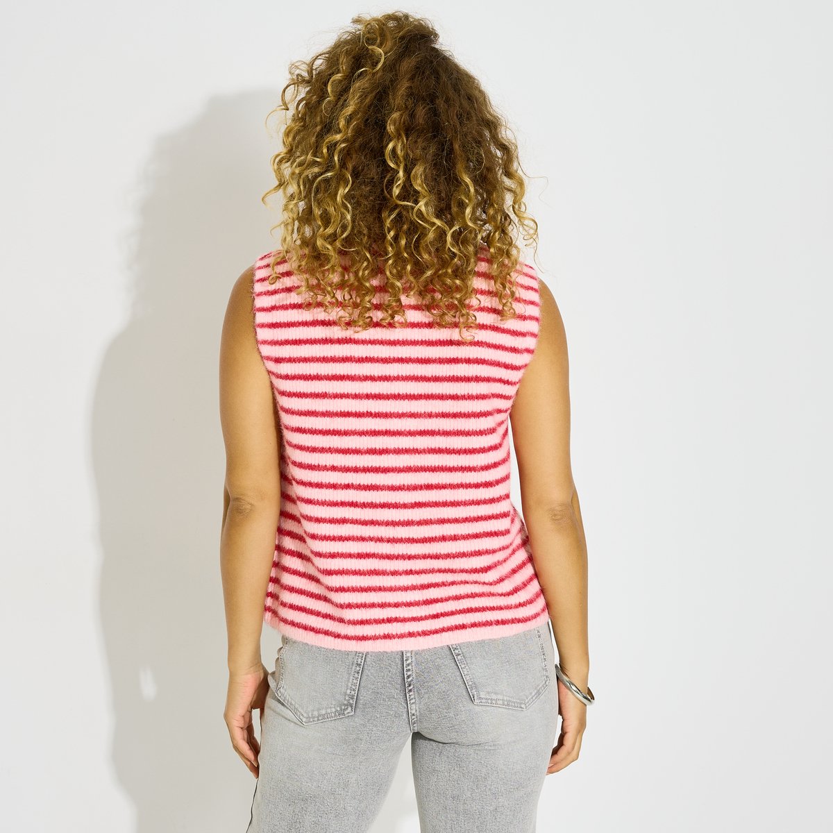 Gilet marinière sans manches rose, GRAIN DE MALICE