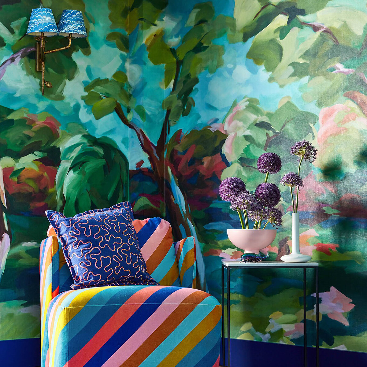 In The Woods Design Mural Wallpaper multi-coloured, HARLEQUIN X SOPHIE ROBINSON