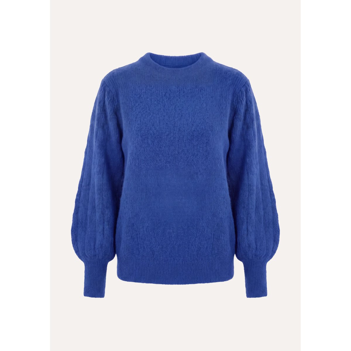 Pull manches longues en maille col rond saphir, LA FEE MARABOUTEE
