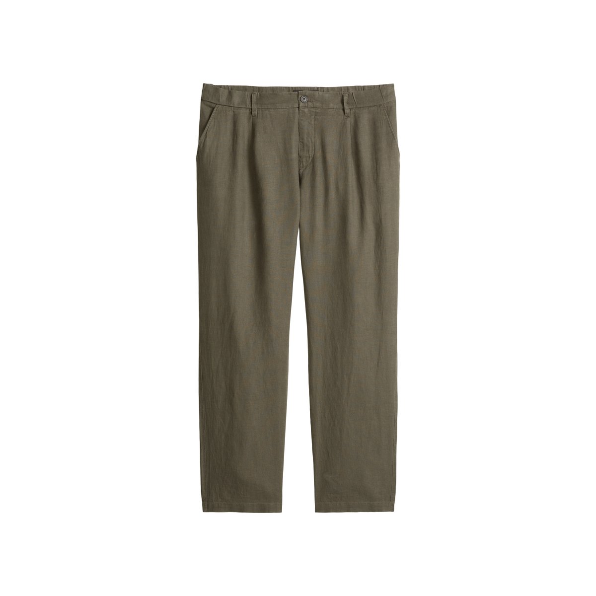 Pantalon en lin modèle Osby Jogger pleats avec ceinture élastique khaki, MARC O'POLO