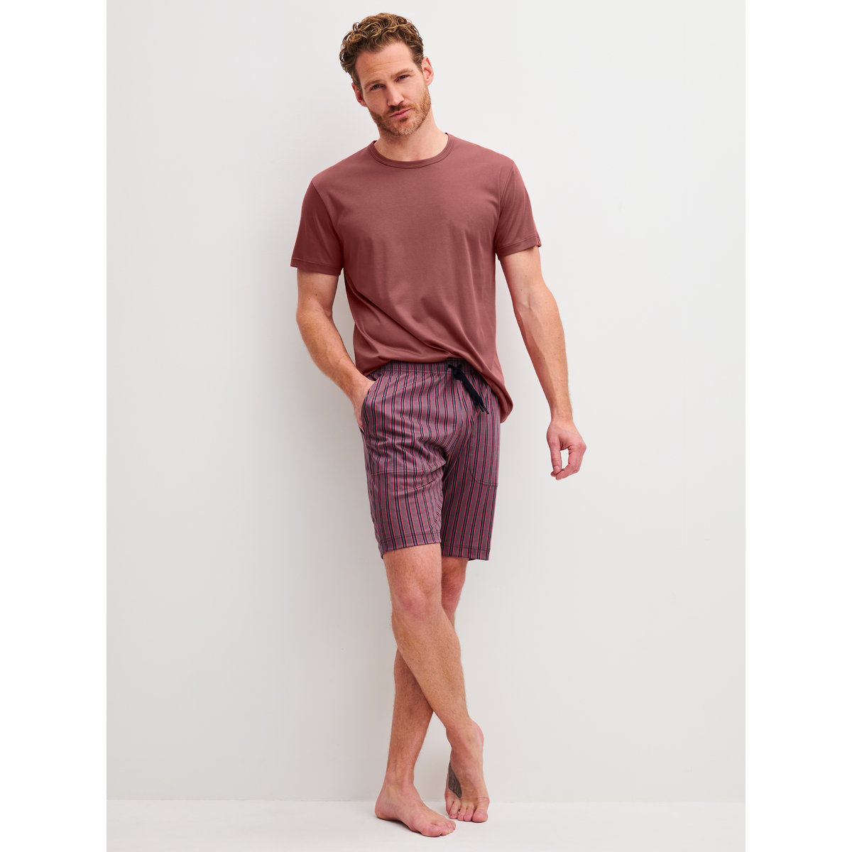 T-shirt manches courtes Coton RMX SLEEP SUPERLIGHT marsala, CALIDA