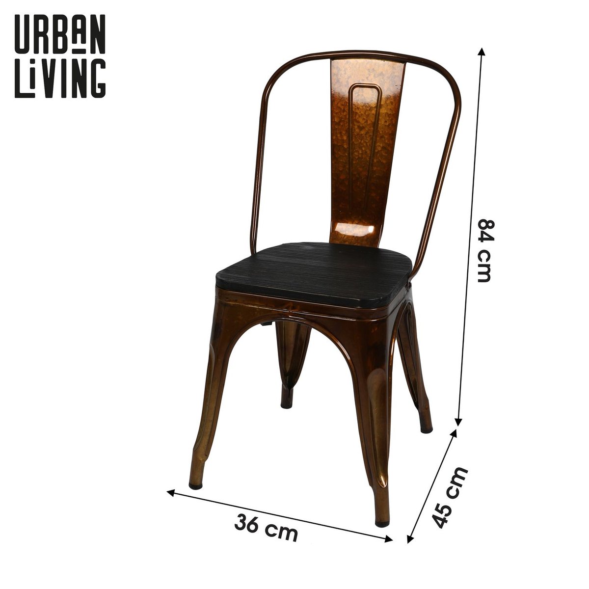 Lot de 4 chaises bistrot en bois et métal design vintage LIV doré, TOILINUX