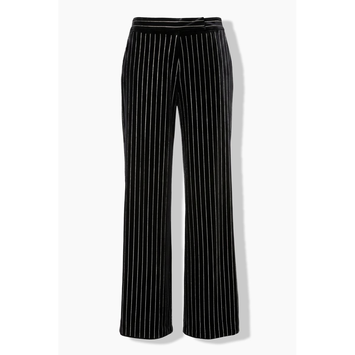 Pantalon en velours Mary, jambe large, strass noir, ULLA POPKEN