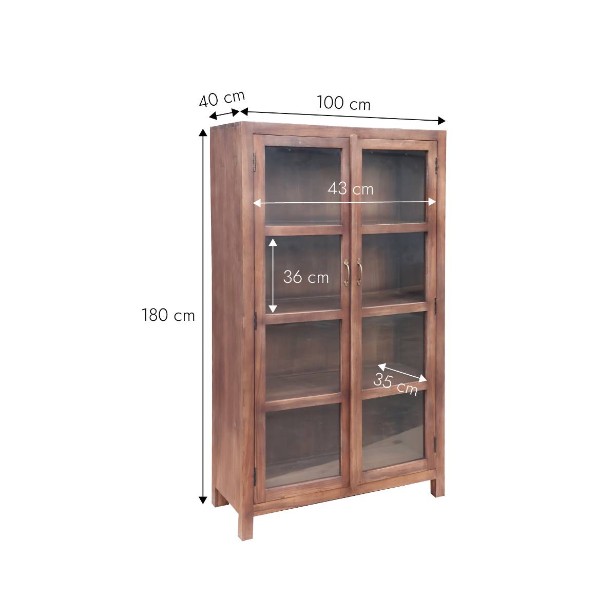 Vitrine en bois recyclé INDRA bois foncé, MADE IN MEUBLES